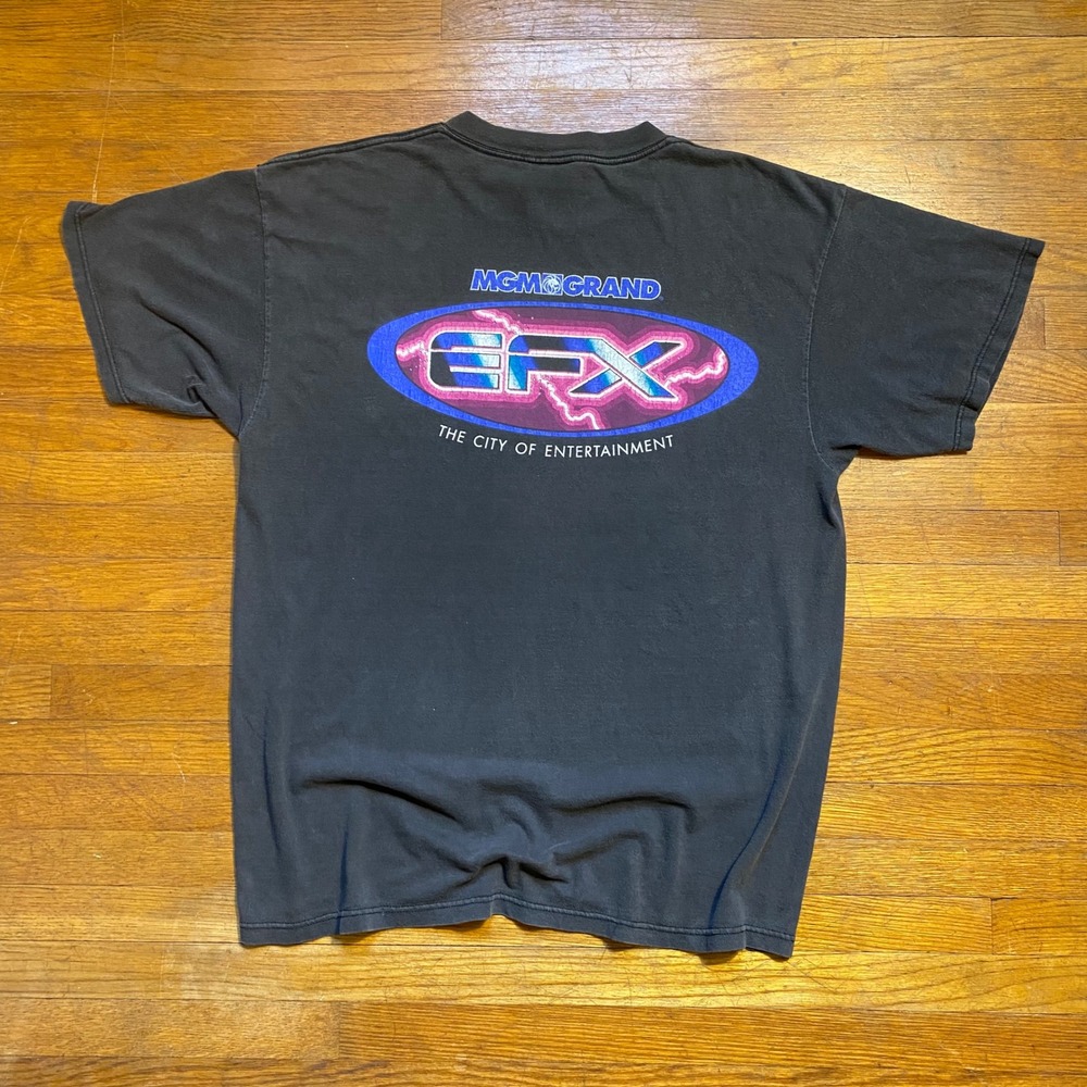 Vintage 90s MGM Grand Las Vegas EFX T-Shirt XL Tultex‎ Faded Black Graphic Tee